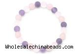 CGB8084 8mm matte white crystal, rose quartz & amethyst beaded stretchy bracelets