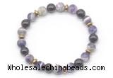 CGB8104 8mm dogtooth amethyst, garnet & hematite power beads bracelet