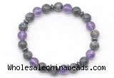 CGB8105 8mm black labradorite, amethyst & hematite power beads bracelet