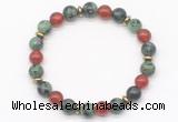 CGB8122 8mm ruby zoisite, red agate & hematite power beads bracelet