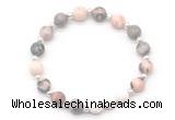 CGB8201 8mm pink zebra jasper & white lava beaded stretchy bracelets