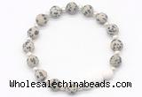 CGB8209 8mm matte dalmatian jasper & white lava beaded stretchy bracelets