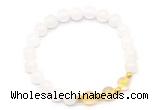 CGB8224 8mm white jade & citrine beaded stretchy bracelets