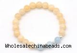 CGB8227 8mm honey jade & aquamarine beaded stretchy bracelets