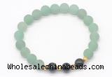 CGB8242 8mm matte green aventurine & black agate beaded stretchy bracelets