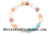 CGB8244 8mm matte druzy agate & blue howlite beaded stretchy bracelets