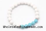 CGB8276 8mm white lava & blue howlite beaded mala stretchy bracelets