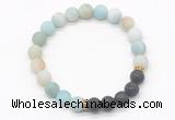 CGB8295 8mm matte amazonite & black lava beaded mala stretchy bracelets