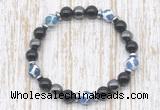 CGB8354 8mm Tibetan agate, black onyx & hematite energy bracelet
