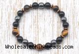 CGB8361 8mm yellow tiger eye, black onyx & hematite energy bracelet