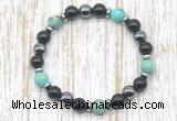CGB8375 8mm blue sea sediment jasper, black onyx & hematite energy bracelet
