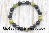 CGB8376 8mm blue sea sediment jasper, black onyx & hematite energy bracelet