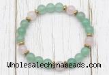 CGB8454 8mm green aventurine, rose quartz & hematite power beads bracelet