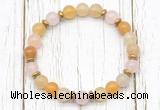 CGB8456 8mm yellow aventurine, rose quartz & hematite power beads bracelet
