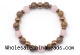 CGB8497 8mm rose quartz, elephant skin jasper & hematite energy bracelet