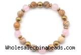 CGB8499 8mm rose quartz, picture jasper & hematite energy bracelet