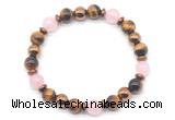 CGB8505 8mm rose quartz, yellow tiger eye & hematite energy bracelet