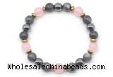 CGB8521 8mm rose quartz, black labradorite & hematite energy bracelet