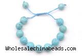 CGB8552 12mm round blue howlite adjustable macrame bracelets
