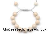 CGB8570 12mm round white fossil jasper adjustable macrame bracelets