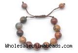 CGB8574 12mm round picasso jasper adjustable macrame bracelets