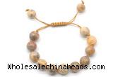 CGB8603 12mm round yellow crazy lace agate adjustable macrame bracelets