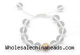 CGB8616 12mm round white crystal adjustable macrame bracelets