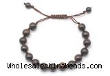 CGB8665 8mm,10mm round bronzite adjustable macrame bracelets