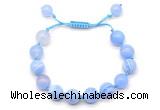 CGB8708 8mm,10mm round blue banded agate adjustable macrame bracelets