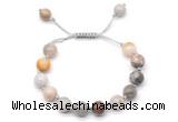 CGB8718 8mm,10mm round bamboo leaf agate adjustable macrame bracelets