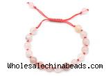 CGB8743 8mm,10mm round pink quartz adjustable macrame bracelets