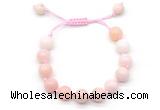 CGB8765 8mm,10mm round pink opal adjustable macrame bracelets