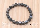 CGB8878 8mm, 10mm grey opal, drum & rondelle hematite beaded bracelets