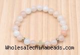 CGB8924 8mm, 10mm pink aventurine, cross & rondelle hematite beaded bracelets