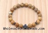 CGB8930 8mm, 10mm picture jasper, cross & rondelle hematite beaded bracelets