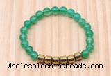 CGB8982 8mm, 10mm green agate & drum hematite beaded bracelets