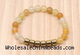 CGB8985 8mm, 10mm yellow aventurine & drum hematite beaded bracelets