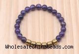 CGB9004 8mm, 10mm amethyst & drum hematite beaded bracelets
