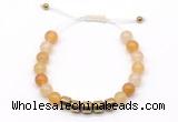 CGB9065 8mm, 10mm yellow aventurine & drum hematite adjustable bracelets
