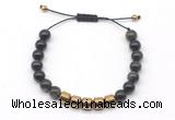 CGB9081 8mm, 10mm golden obsidian & drum hematite adjustable bracelets