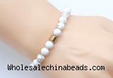 CGB9236 8mm, 10mm white howlite & drum hematite power beads bracelets