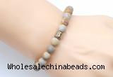 CGB9318 8mm, 10mm matte fossil coral & drum hematite power beads bracelets
