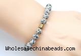 CGB9334 8mm, 10mm matte dalmatian jasper & drum hematite power beads bracelets