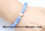 CGB9371 8mm, 10mm blue banded agate & cross hematite power beads bracelets