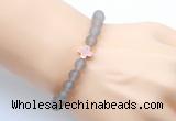 CGB9427 8mm, 10mm matte grey agate & cross hematite power beads bracelets