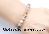 CGB9429 8mm, 10mm matte bamboo leaf agate & cross hematite power beads bracelets
