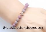 CGB9442 8mm, 10mm matte pink wooden jasper & cross hematite power beads bracelets