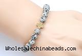CGB9450 8mm, 10mm matte dalmatian jasper & cross hematite power beads bracelets