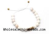 CGB9461 8mm, 10mm white howlite & rondelle hematite adjustable bracelets