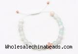 CGB9480 8mm, 10mm sea blue banded agate & cross hematite adjustable bracelets